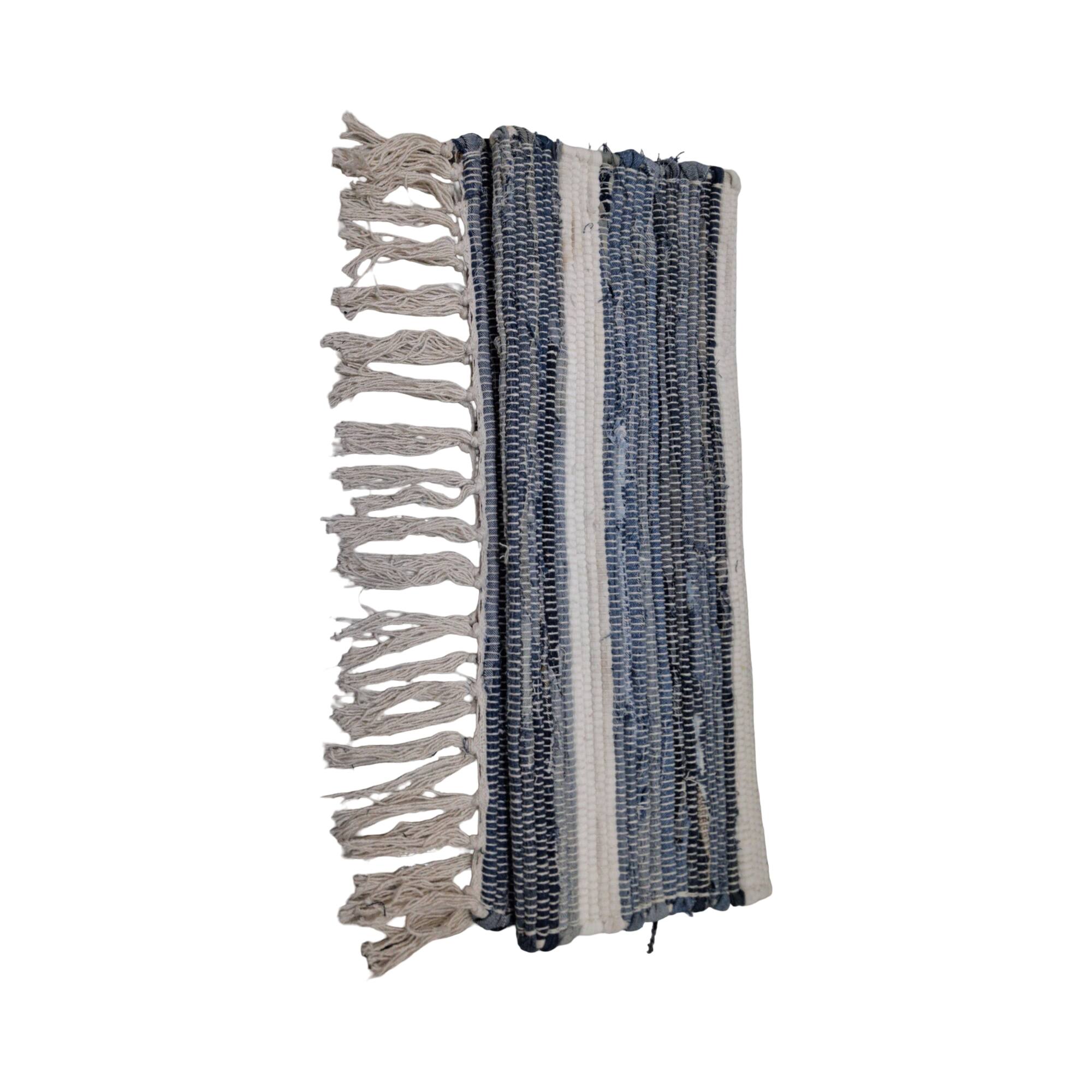Blue & White Striped Chindi Rug by Ashland